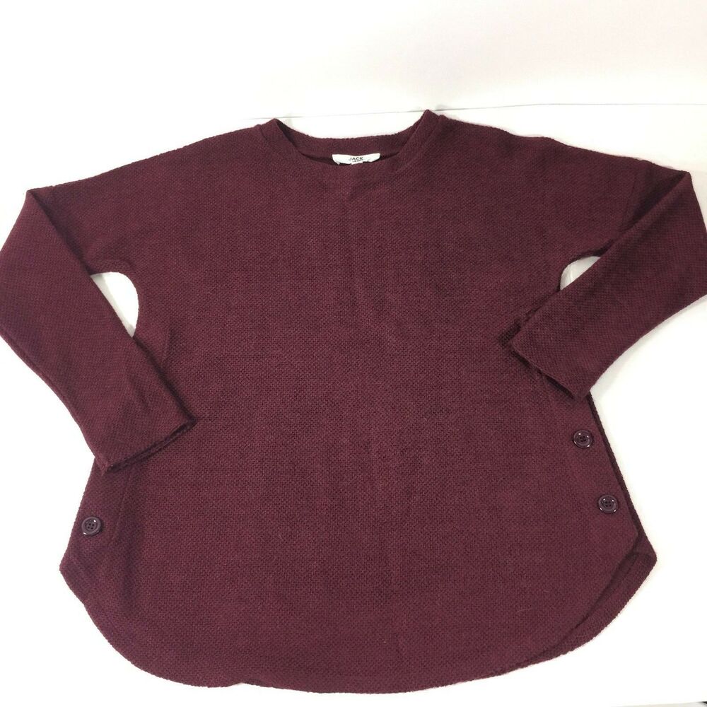 BB Dakota Womens Long Sleeve Sweater Tunic XS Maroon Red Button Detail